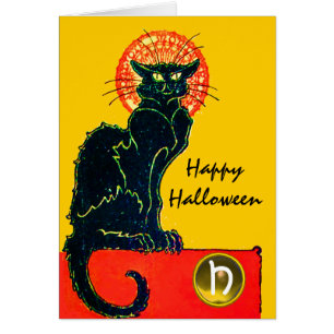 SCHWARZES KATZ-HALLOWEEN-PARTY-MONOGRAMM