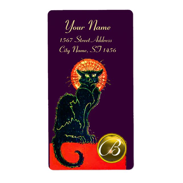 SCHWARZES KATZ-HALLOWEEN-PARTY-MONOGRAMM (Vorne)