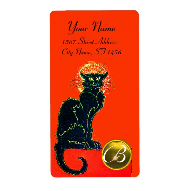 SCHWARZES KATZ-HALLOWEEN-PARTY-MONOGRAMM (Vorne)