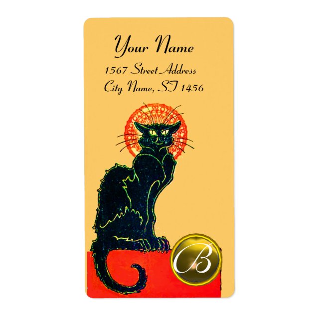 SCHWARZES KATZ-HALLOWEEN-PARTY-MONOGRAMM (Vorne)