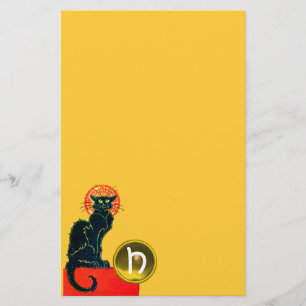 SCHWARZES KATZ-HALLOWEEN-PARTY-MONOGRAMM BRIEFPAPIER
