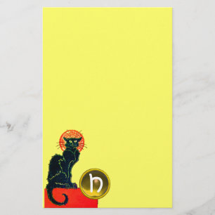 SCHWARZES KATZ-HALLOWEEN-PARTY-MONOGRAMM BRIEFPAPIER