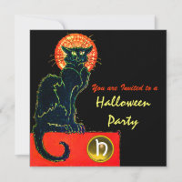 SCHWARZES KATZ-HALLOWEEN-PARTY-MONOGRAMM