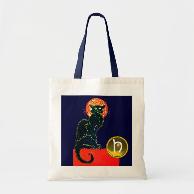 SCHWARZES KATZ-HALLOWEEN-PARTY-MONOGRAMM TRAGETASCHE (Vorne)