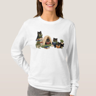 Schwarzes Katz-Leseshirt, Katzenliebhaber-T-Shirt, T-Shirt