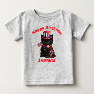 Schwarzes Kätzchen (1c) Patriotisches Kinder T-Shi Baby T-shirt