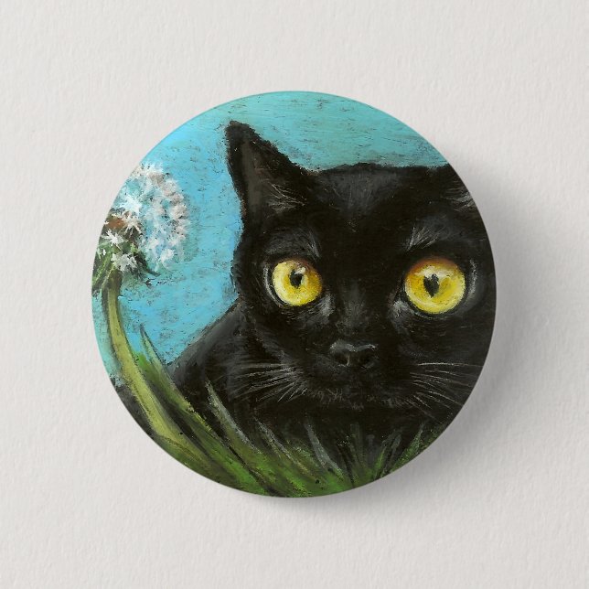Schwarzes Kätzchen Button (Vorderseite)