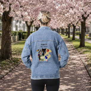 Schwarzes Kätzchen Pinselglas Künstler Katze Rosa Jeansjacke