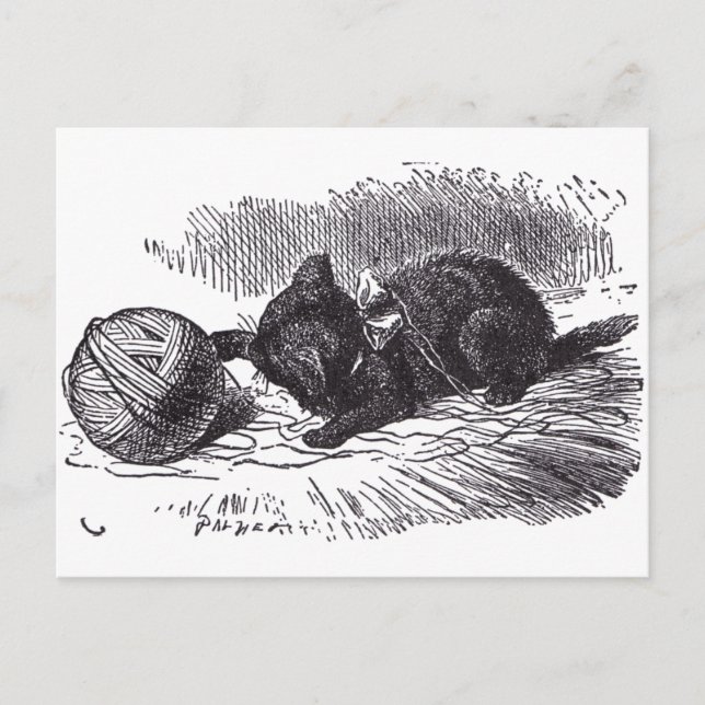 Schwarzes Kätzchen Postkarte (Vorderseite)