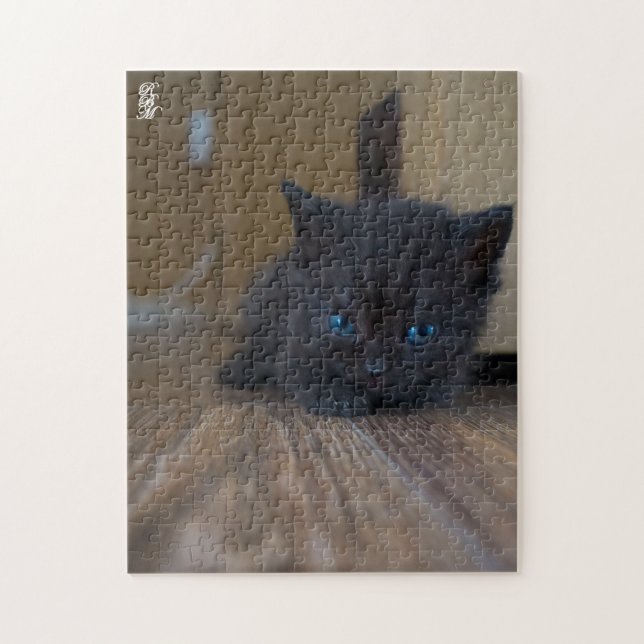 Schwarzes Kätzchen Puzzle (Vertikal)