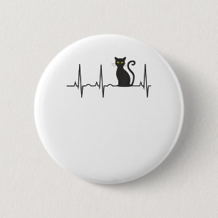 Schwarzes Katze Halloween-Shirt - Bestes spooky Ki Button
