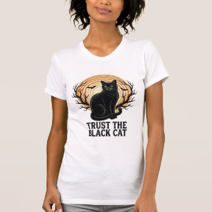 Schwarzes Katze Halloween-Shirt Vintage Gruseliger T-Shirt