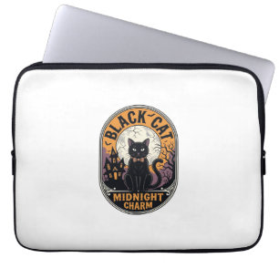 Schwarzes Katze Halloween-Shirt Vintage Midnight C Laptopschutzhülle