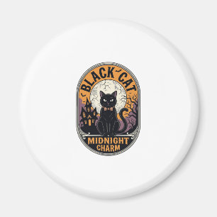 Schwarzes Katze Halloween-Shirt Vintage Midnight C Magnet