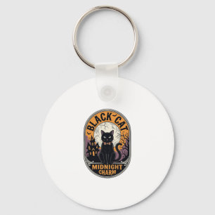 Schwarzes Katze Halloween-Shirt Vintage Midnight C Schlüsselanhänger