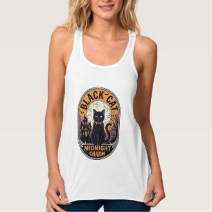 Schwarzes Katze Halloween-Shirt Vintage Midnight C Tank Top