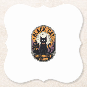 Schwarzes Katze Halloween-Shirt Vintage Midnight C Untersetzer
