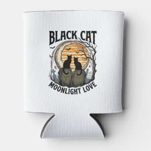 Schwarzes Katze Halloween-Shirt Vintage Mond Fried Dosenkühler
