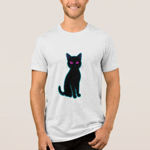 Schwarzes Katze Minimalistisches Grafik T-Shirt Tri-Blend Shirt