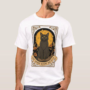 Schwarzes Katze Mond T-Shirt Hexenästhetik Vinta