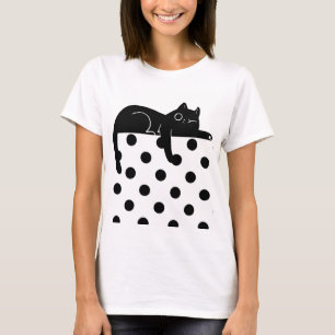 Schwarzes Katze Punkte T-Shirt