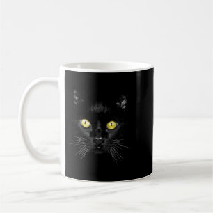 Schwarzes Katze Shirt Gruselige Gelbe Augen Hallow Kaffeetasse