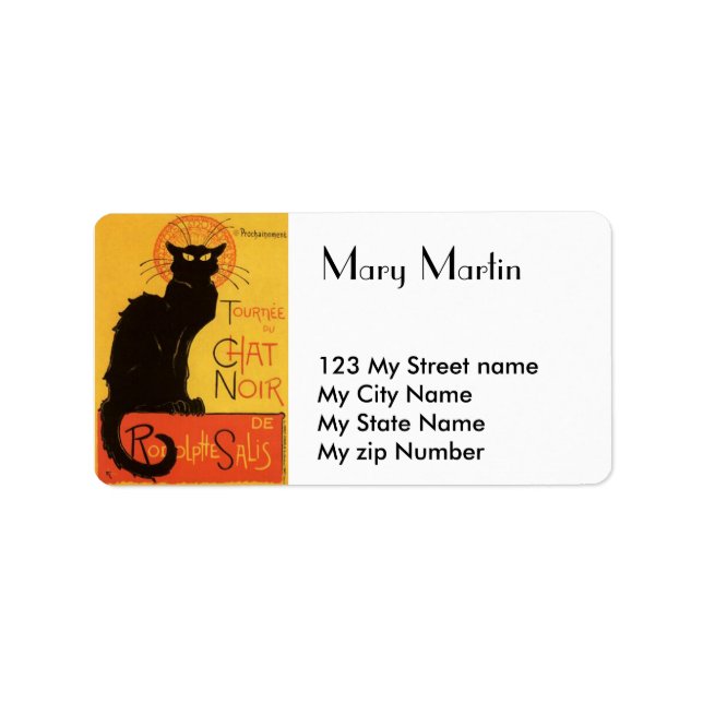 Schwarzes Katzen-Etikett, Adressaufkleber (Vorne)