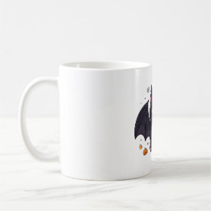 Schwarzes Katzen-Fledermaus-Kostüm Süße Halloween- Kaffeetasse