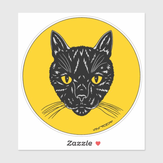 Schwarzes Katzen Gesicht Aufkleber (Blatt)