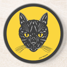 Schwarzes Katzen-Gesicht Getränkeuntersetzer