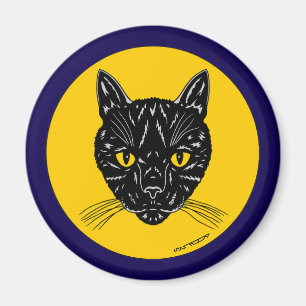 Schwarzes Katzen Gesicht Magnet