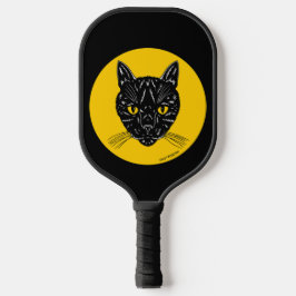 Schwarzes Katzen Gesicht Pickleball Schläger