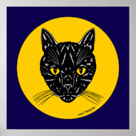 Schwarzes Katzen Gesicht Poster