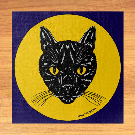 Schwarzes Katzen Gesicht Puzzle