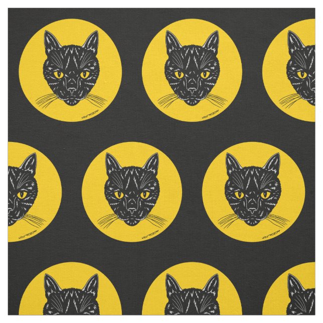 Schwarzes Katzen-Gesicht Stoff (Muster)