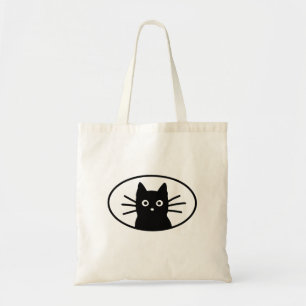 Schwarzes Katzen-Gesicht süß Minimalist   Kawaii K Tragetasche