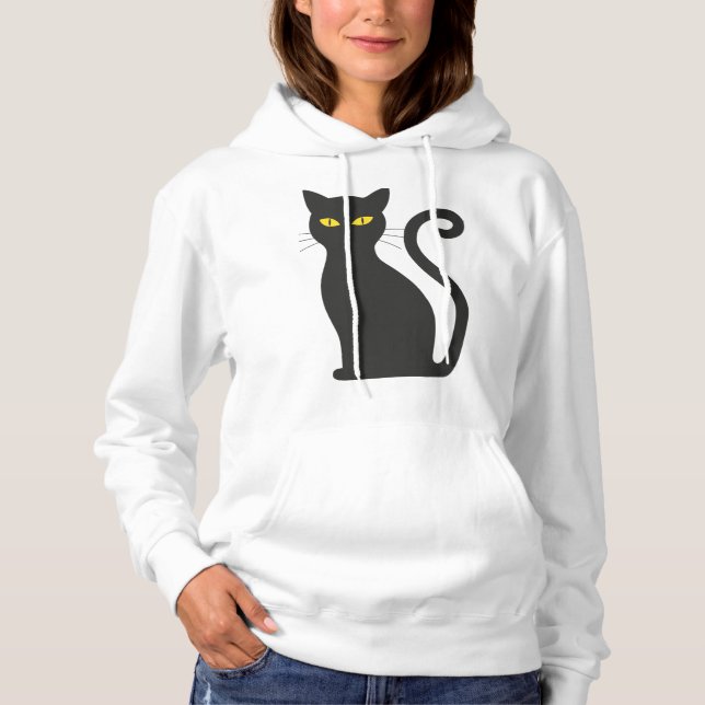 Schwarzes Katzen Halloween Hoodie (Vorderseite)