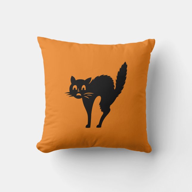 Schwarzes Katzen Halloween Kissen (Vorderseite)