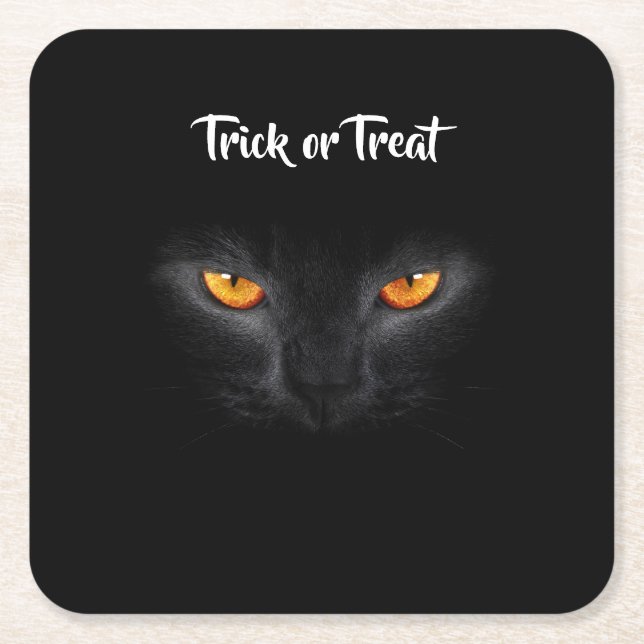 Schwarzes Katzen Halloween Rechteckiger Pappuntersetzer (Vorderseite)
