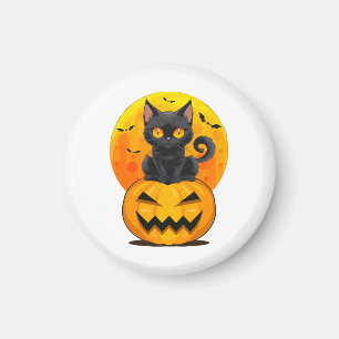 Schwarzes Katzen-Kürbis-Halloween-Kostüm Magnet
