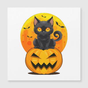 Schwarzes Katzen-Kürbis-Halloween-Kostüm Magnetkarte