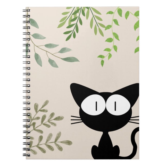 Schwarzes Katzen Notizbuch Notizblock (Vorderseite)