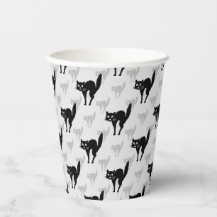 Schwarzes Katzen-Schatten-Design Pappbecher