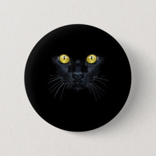 Schwarzes Katzen-Shirt Halloween Gruselige Gelbe A Button