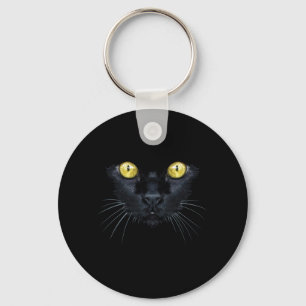 Schwarzes Katzen-Shirt Halloween Gruselige Gelbe A Schlüsselanhänger