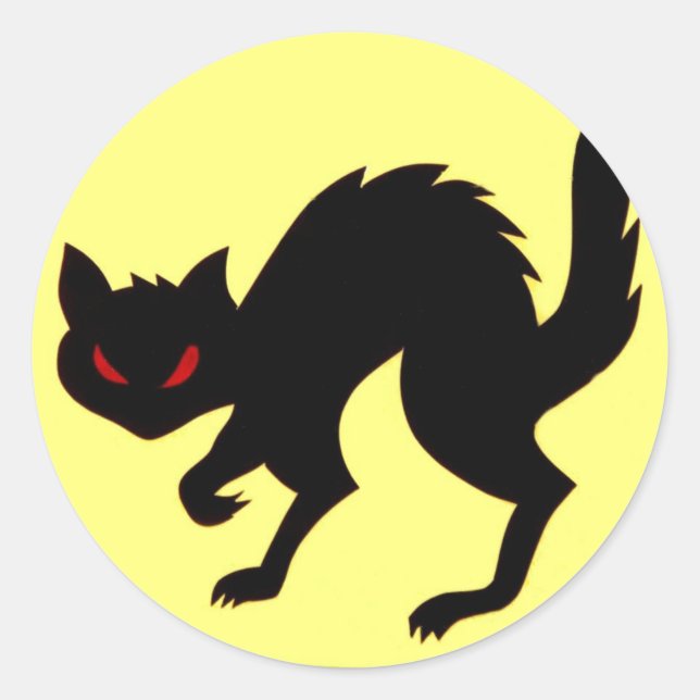 Schwarzes Katzenaufkleber aus dem Zweiten Weltkrie Runder Aufkleber (Vorderseite)