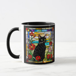 Schwarzes Katzenglas Tasse