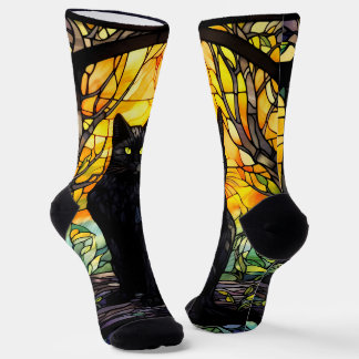 Schwarzes katzenhartes Glas gelb Socken