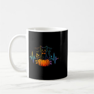 Schwarzes Katzenherzschlag-Halloween-Kürbis für Fr Kaffeetasse