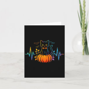 Schwarzes Katzenherzschlag-Halloween-Kürbis für Fr Karte